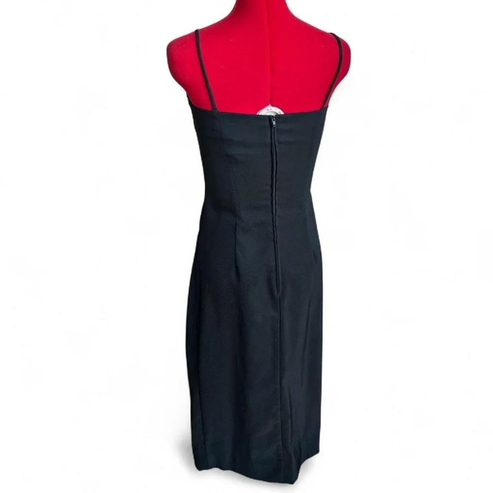 City Triangles 90s Vintage Black Spaghetti Strap Midi Dress Rhinestone‎ Trim